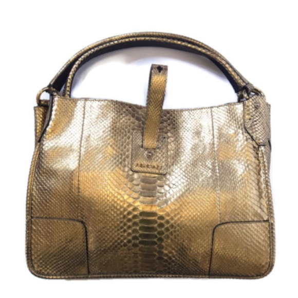 NWT Belstaff Satchel Shoulder Bag Purse Tote Gold - Picture 3 of 12